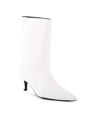 Seychelles White Game Changer Crinkle Patent Kitten Heel Boots 7.5*Lite Marks*
